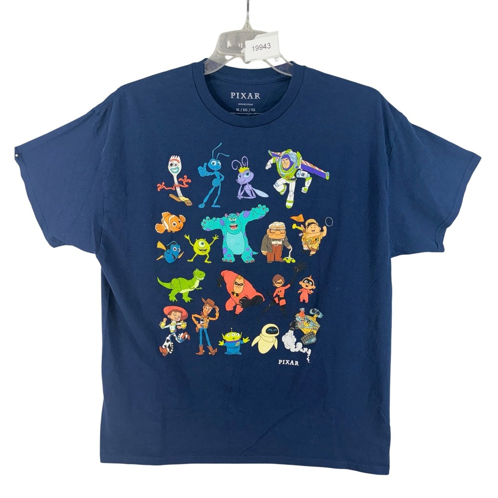 Disney Pixar T-Shirt Mens XL Navy Blue Character Collage Toy Story Monsters Inc